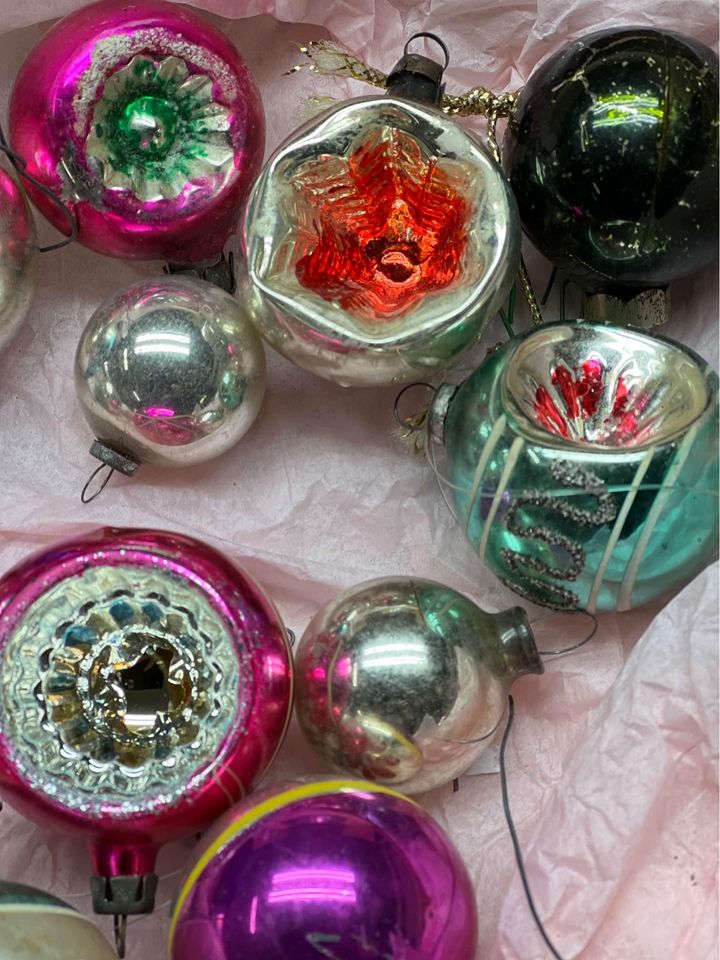 Vintage Mercury Glass Christmas Ball Ornaments Assorted