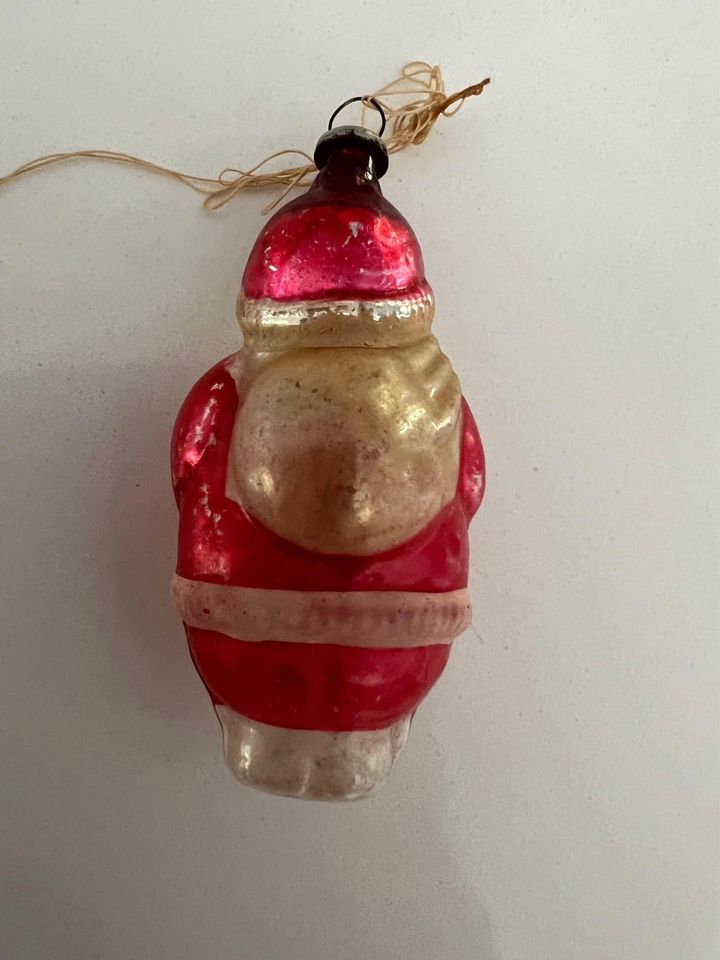 Antique Blown Glass Santa Ornament Hand Painted