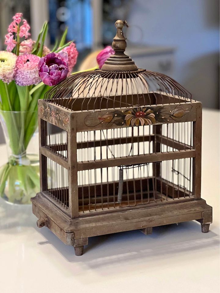 Antique Wood and Wire Birdcage