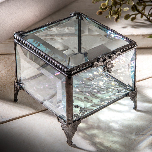 Glass Jewelry Keepsake Trinket Box
