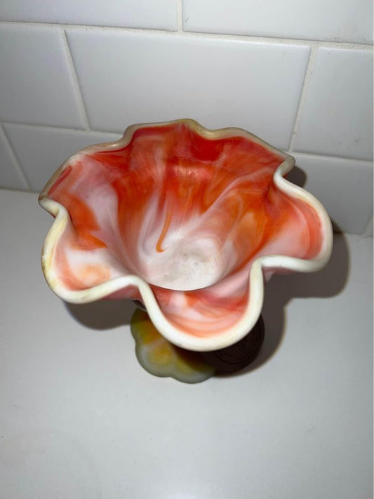 Imperial Slag Glass Marbleized Candy Dish