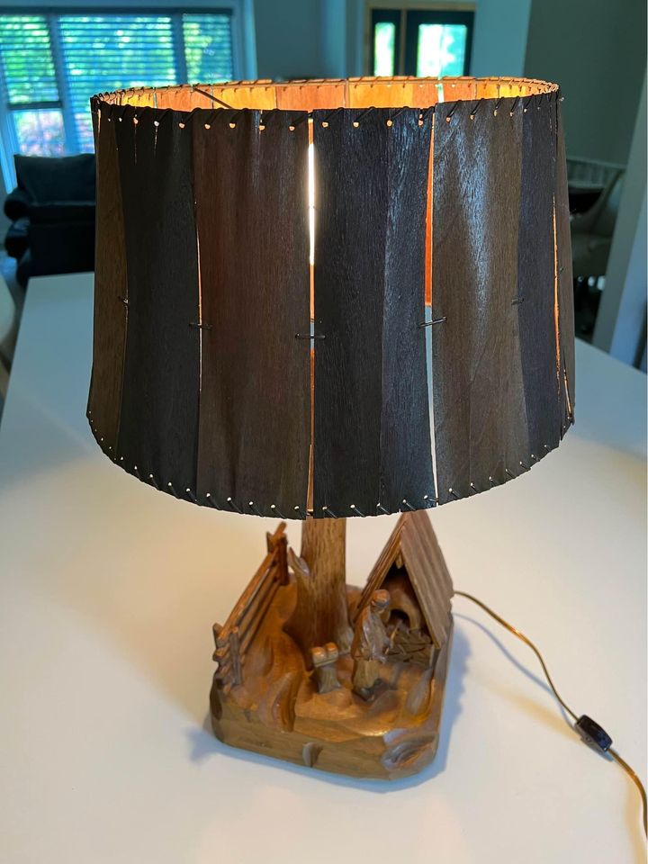 Antique Hand Carved Wood Lamp Base