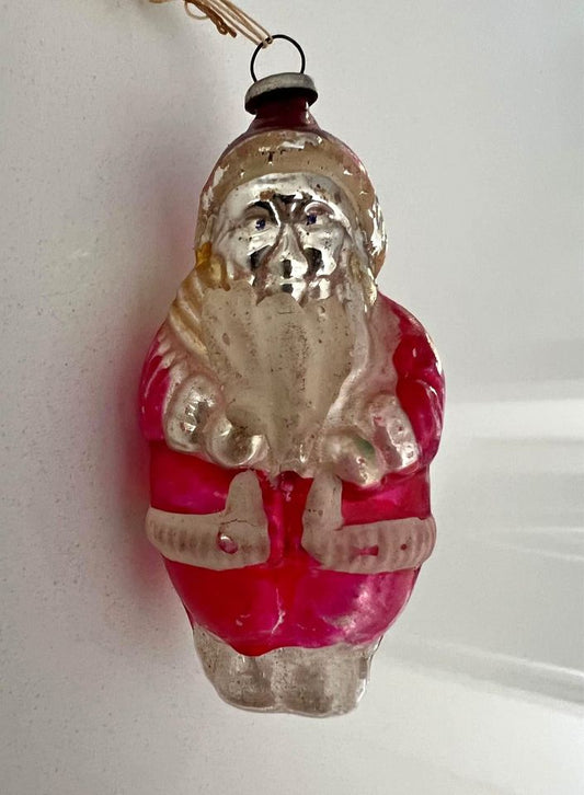 Antique Blown Glass Santa Ornament Hand Painted