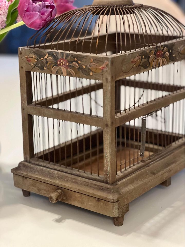 Antique Wood and Wire Birdcage