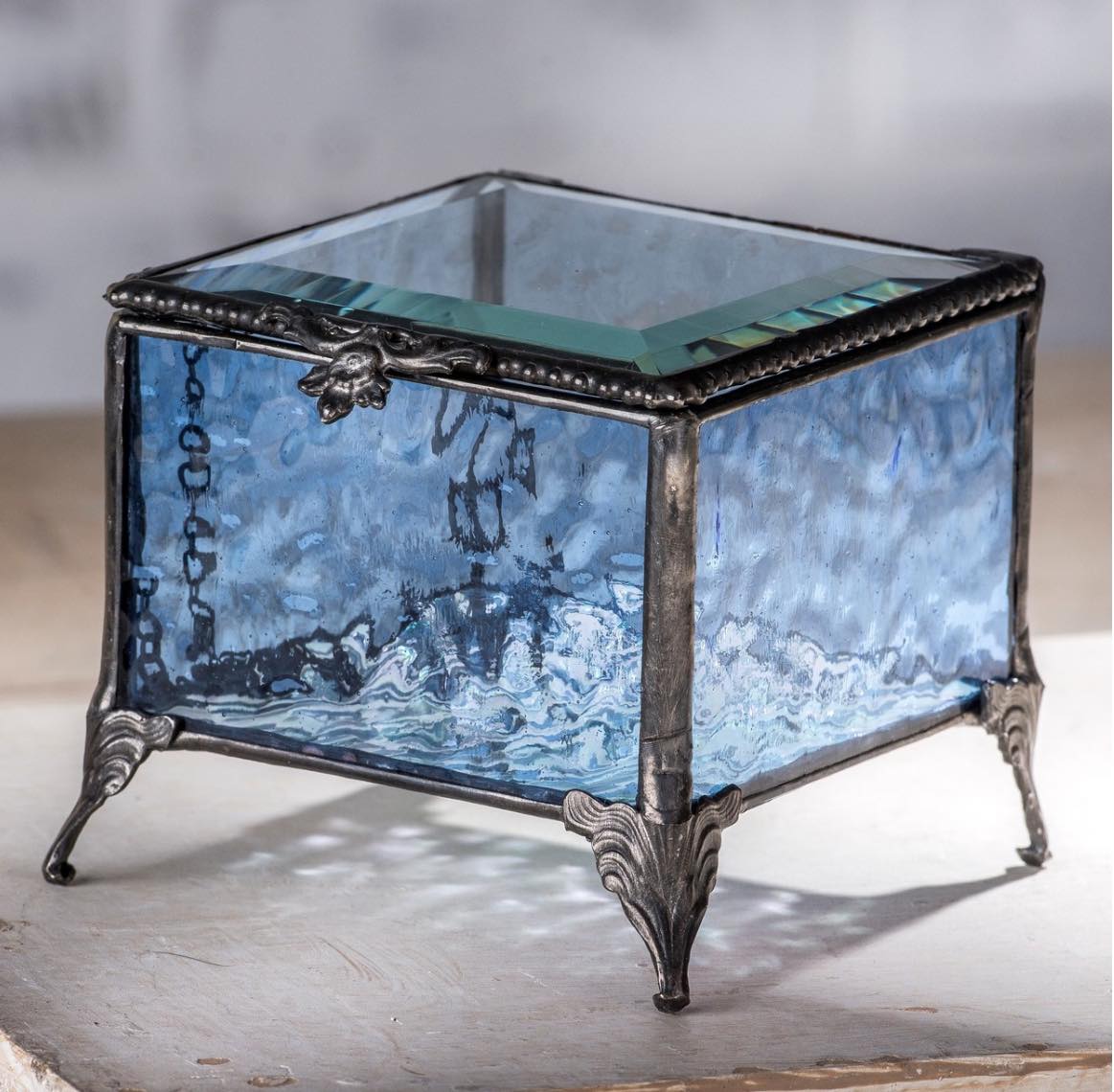 Glass Jewelry Keepsake Trinket Box