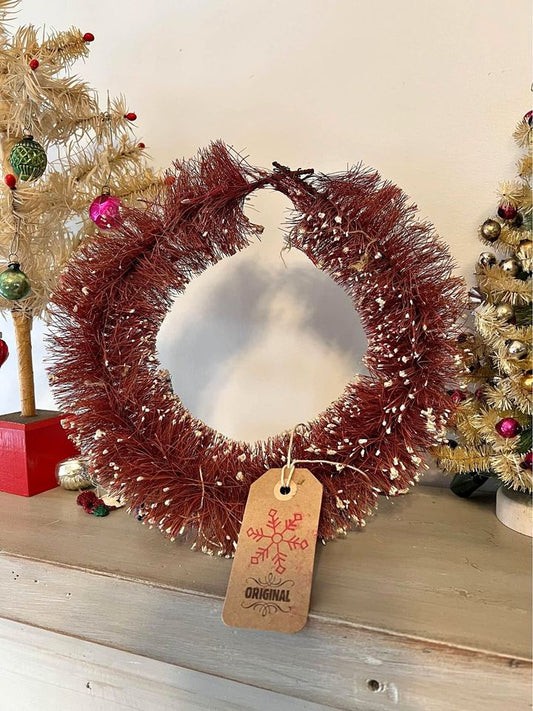 Vintage Bottle Brush Wreaths with Flocking