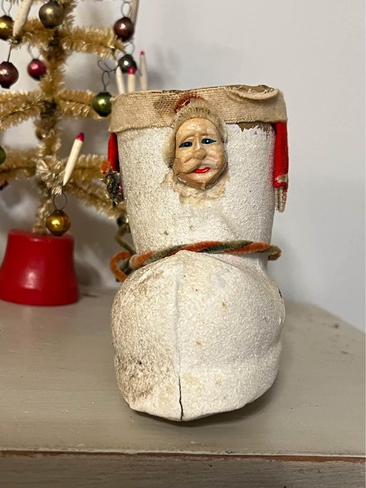 PAIR of rare Antique 1940’s Paper Mache Santa Boots