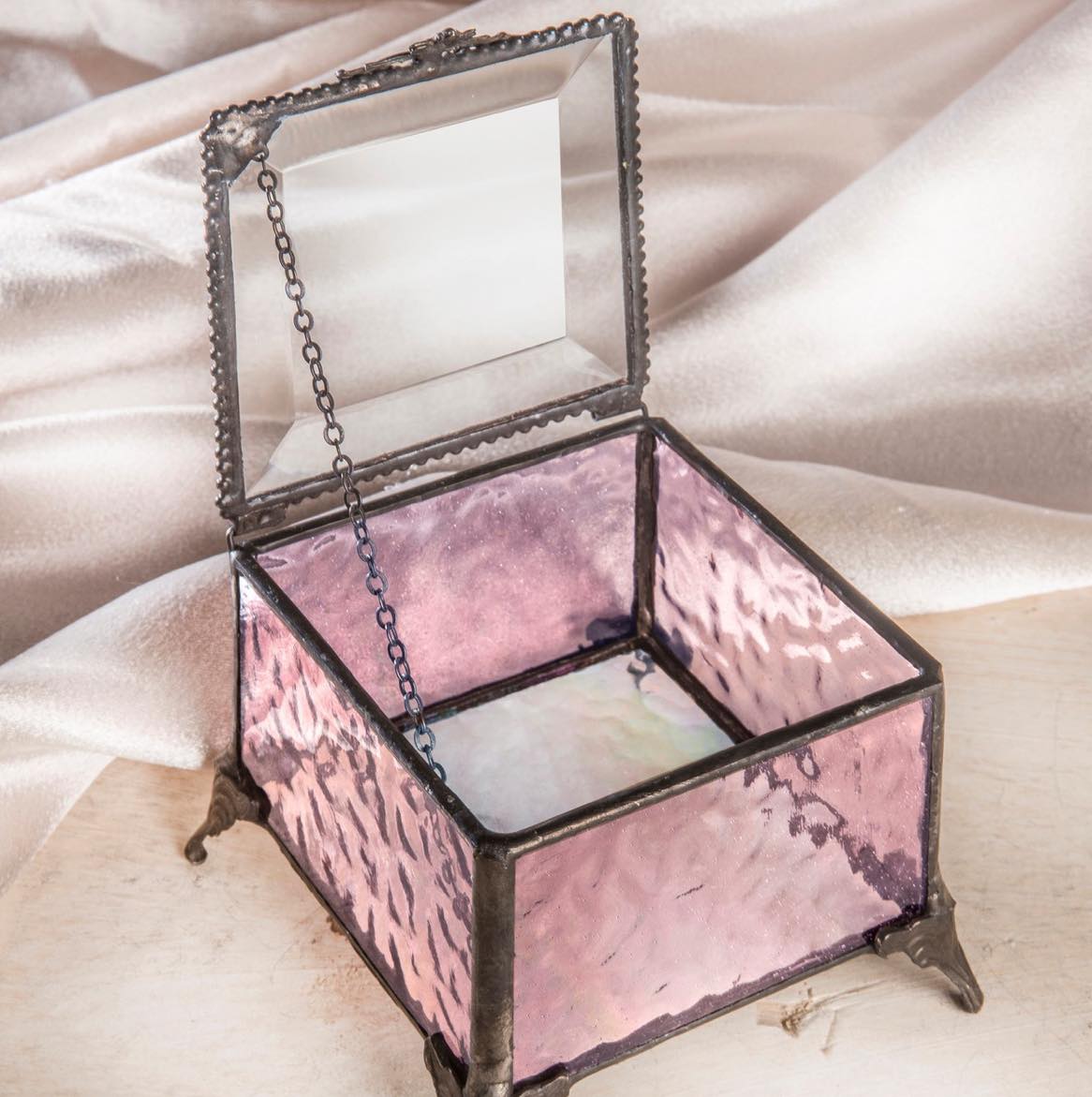 Glass Jewelry Keepsake Trinket Box