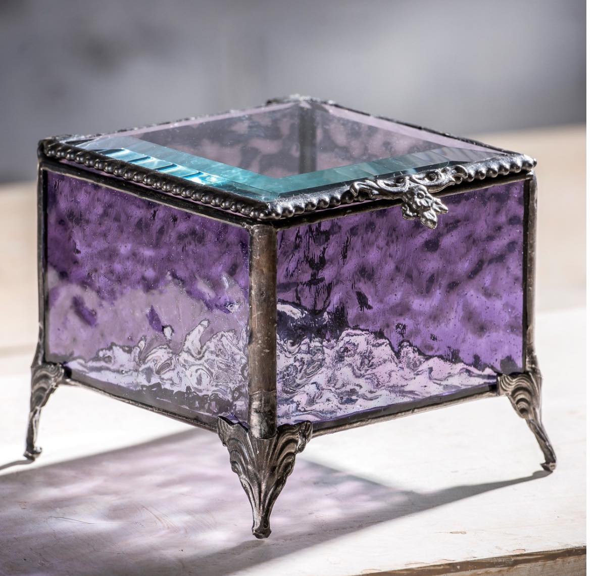 Glass Jewelry Keepsake Trinket Box