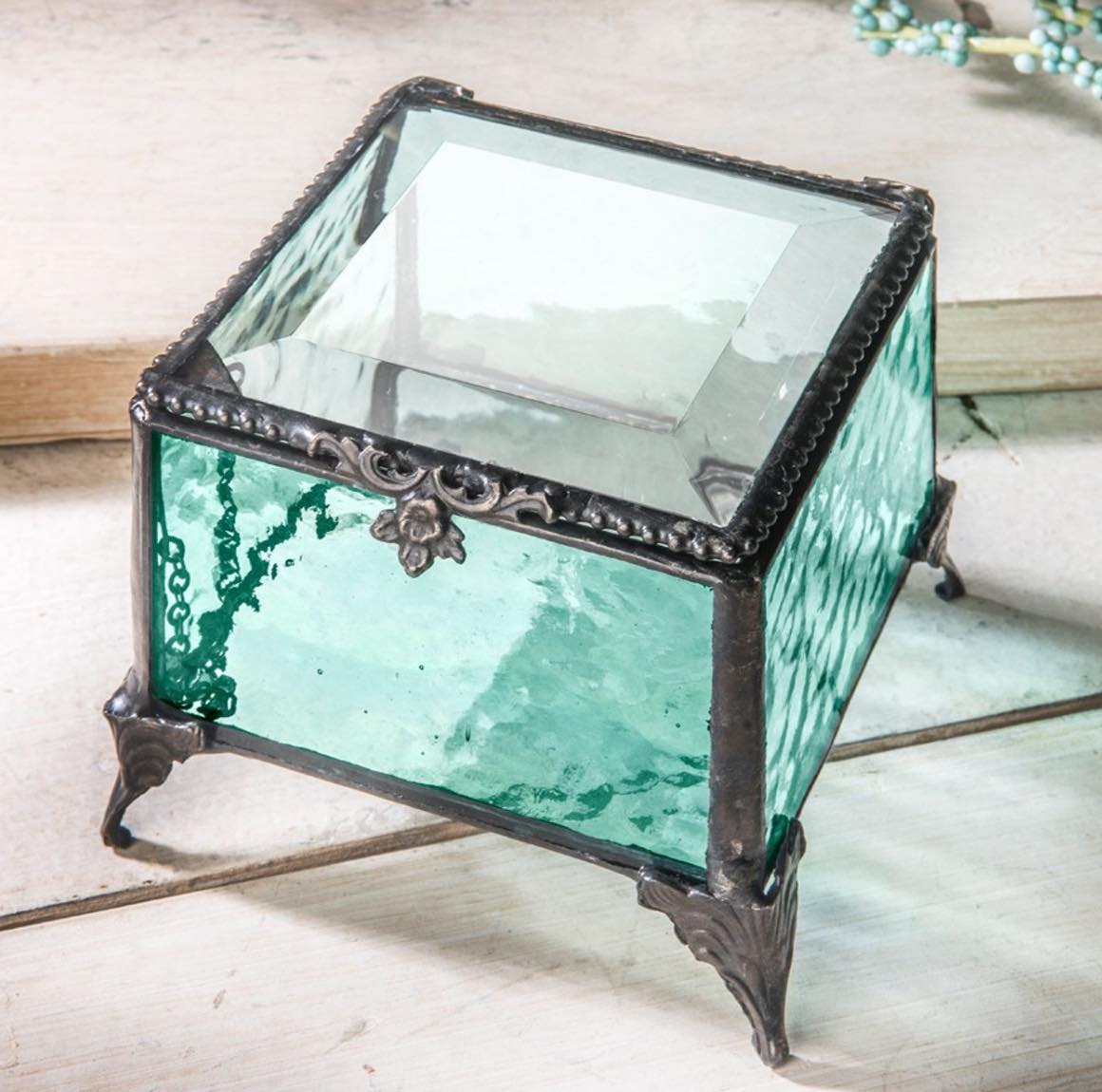 Glass Jewelry Keepsake Trinket Box