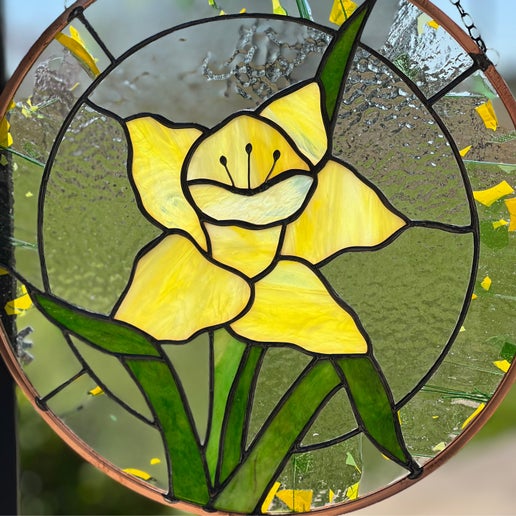 Yellow Daffodil Round Window